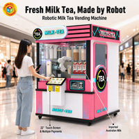 Distributeur automatique de thé au lait robotisé, machine à bubble tea avec écran tactile de 22 pouces, plusieurs modes de paiement pour centre commercial, école, bureau