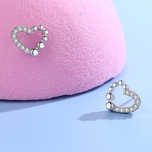 Boucles d'oreilles en argent sterling 925 Ada Jewelry, prêtes à être expédiées, faible MOQ 1 pièce, haute qualité, motif cœur mignon, <span class=keywords><strong>Les</strong></span> Bijoux - Product Image 3