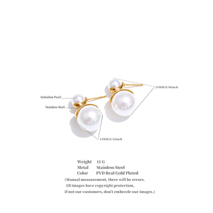 ต่างหูชุบทอง16K ทำจากสเตนเลสที่หรูหรา2824ของ Jinyou ต่างหูไข่มุกคู่จำลอง - Product Image 6