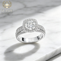 Original ab Werk, kundenspezifisch, Großhandel, 925er Sterlingsilber, dreireihiger Pavé-Moissanit-Ring, Mittelstein, luxuriöser Ehering