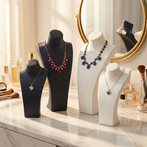 Expositor de Collares de Lujo de Cuero PU al por Mayor para Tiendas de Joyería y Escaparates - Soporte Delicado para Exhibición de Collares - Product Image 4