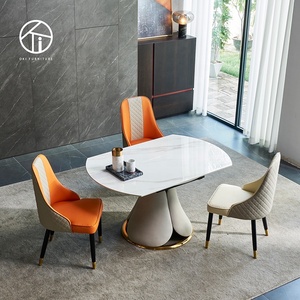 Extendable Modern Comedor <strong>Space</strong> <strong>Saver</strong> Dining Room Set Sintered Stone Ceramic Marble Round Dining <strong>Table</strong> - Product Image 3