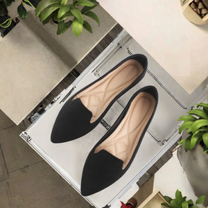 Women's Summer Ballet <b>Flats</b> Brown Fabric Upper Lightweight <b>Pointed</b> <b>Toe</b> Slip-On Dress Shoes - Product Image 2