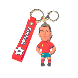 Porte-clés personnalisé en métal et PVC, figurine de dessin animé de star de football, pendentif pour sac à dos, cadeau d'anniversaire - Product Image 5