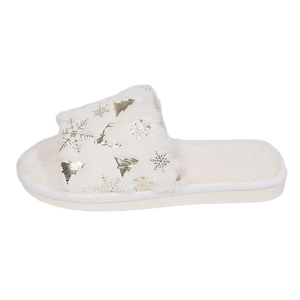 2024 Christmas Open Toe Cotton <strong>Slippers</strong> White <strong>Silver</strong> Plush Flat Thermal Indoor Festival Shoes Non-Slip Warm <strong>Slippers</strong> for Winter - Product Image 2