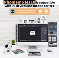 Impresora de Etiquetas Phomemo M110, Impresora de Códigos de Barras, Impresora Térmica Portátil con Bluetooth para Teléfono/Tablet/PC/Mac