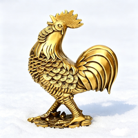 Statue de Coq Porte-Bonheur en Résine, Figurine de Poulet de la Richesse Feng Shui, Ornement Artisanal Doré de Collection pour la Décoration Intérieure