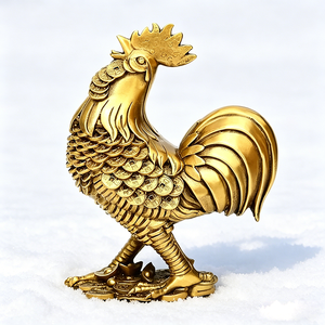 Estatua <span class=keywords><strong>de</strong></span> <span class=keywords><strong>Gallo</strong></span> <span class=keywords><strong>de</strong></span> la Suerte en Resina, Figura <span class=keywords><strong>de</strong></span> <span class=keywords><strong>Gallo</strong></span> <span class=keywords><strong>de</strong></span> la Riqueza Feng Shui, Adorno Coleccionable Dorado Hecho a Mano para Decoración del Hogar - Product Image 3