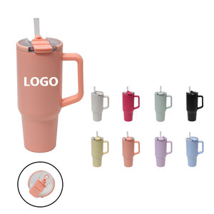New Hồng thép không gỉ du lịch <span class=keywords><strong>Mug</strong></span> Leak-proof đôi cốc hút chân không cấp bằng sáng chế lật rơm xử lý lạnh xe cup 40oz Flask chai - Product Image 1