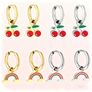 Boucles d'oreilles en acier inoxydable sans nickel, design mignon personnalisé, bijoux tendance, boucles d'oreilles hypoallergéniques, ensemble de bijoux pour enfants - Product Image 2