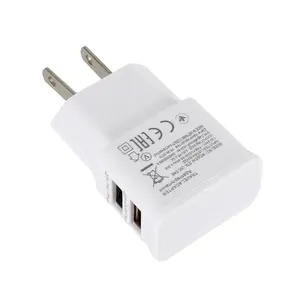 Pengisi daya ponsel USB 5V 2A 1A 10W, adaptor dinding EU US 2 port, pengisi daya USB