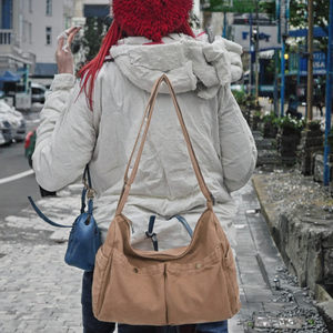 <b>Large</b>-Capacity Retro Washed Canvas <b>Crossbody</b> <b>Bag</b> Women Vintage Style Workwear Messenger Shoulder <b>Bag</b> Zipper Closure Polyester - Product Image 2