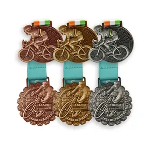Hochwertige billige Mountainbike-Fahrt Fahrrad Radrennen Zink legierung Metall Radfahren Metall Herausforderung Award Sport benutzer definierte Medaillen