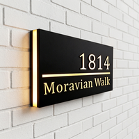 Plaque de numéro de chambre en acrylique éclairée par LED pour porte d'hôtel, personnalisable, signalétique murale