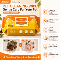 Lingettes nettoyantes pour animaux de compagnie de marque personnalisée, désodorisantes, épaisses, humides, pour le nettoyage quotidien des chats et des chiens, lingettes pour les pattes, le corps et le derrière