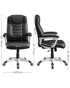 <span class=keywords><strong>Chaise</strong></span> de bureau ergonomique pivotante <span class=keywords><strong>SONGMICS</strong></span> avec dossier haut, grand siège et fonction d'inclinaison, en PU noir épais, <span class=keywords><strong>chaise</strong></span> de direction - Product Image 6