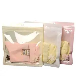 低成本3侧密封哑光粉红色哑光黑色哑光白色拉链定制徽标塑料衣服包装袋为妇女的内衣