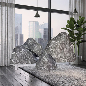 Conjunto Zen <span class=keywords><strong>de</strong></span> Estilo Japonés, Combinación Ecológica <span class=keywords><strong>de</strong></span> Rebanadas <span class=keywords><strong>de</strong></span> Piedra Negra <span class=keywords><strong>de</strong></span> Montaña, Resina <span class=keywords><strong>de</strong></span> Piedra Artificial con Efecto Nieve Seca, Decoración Navideña - Product Image 3