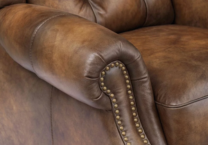 Elegant Leather Arm Chair Wooden Frame Durable Construction Comfortable Cushioning Perfect Classic <b>Seating</b> For Living Room - Product Image 6