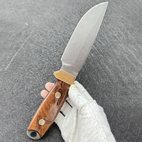 Ensemble de couteaux à lame fixe multi-usages pour l'extérieur, haute dureté, lame triple couche, manche en bois, avec étui en cuir