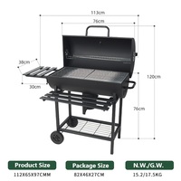 Barbecue à charbon de bois pliable multifonctionnel pour l'extérieur - Grand barbecue portable de style américain en acier inoxydable avec thermomètre