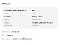 Vente en gros de nicotinamide méthylique de qualité cosmétique supérieure à 98 %, CAS 93-60-7, poudre cristalline blanche pour les soins de la peau et des cheveux