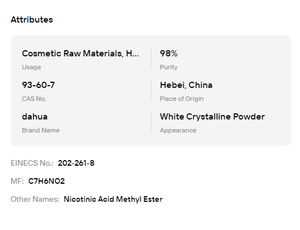 Nicotinato de Metilo de Grado Cosmético Premium al 98% CAS 93-60-7, Polvo Cristalino Blanco para el Cuidado de la Piel y el Cabello, Venta al Por Mayor - Product Image 6
