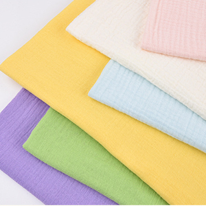 Vente en gros <span class=keywords><strong>pas</strong></span> <span class=keywords><strong>cher</strong></span> 100% <span class=keywords><strong>coton</strong></span> peigné bébé couches mousseline tissu froissé crêpe <span class=keywords><strong>Double</strong></span> crêpe <span class=keywords><strong>gaze</strong></span> tissu <span class=keywords><strong>de</strong></span> chine - Product Image 5