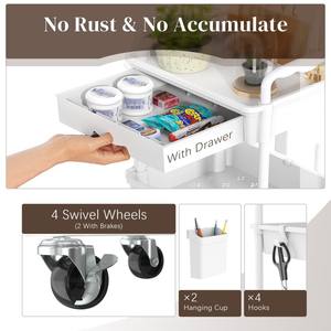 3단 롤링 유틸리티 카트 서랍형 유틸리티 수납 정리함 잠금식 바퀴 부엌용 수납 카트 - Product Image 3