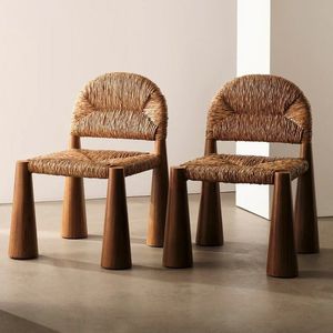 <span class=keywords><strong>Silla</strong></span> de Comedor Rush Woven <span class=keywords><strong>Rocket</strong></span> Leg, <span class=keywords><strong>Silla</strong></span> de Cordón de Papel Tejida a Mano, Patas de Madera Natural, Asiento de Mimbre Escandinavo, Juego de 2/4 - Product Image 1