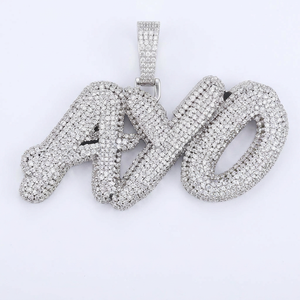 Colgante de Lujo Unisex en Forma de Cruz con Moissanita, Chapado en Platino sobre Plata de Ley 925, Estilo Hip Hop, Alta Calidad, Personalizable - Product Image 1