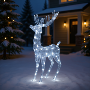 Renne de Noël en acrylique de 6 pieds avec lumières LED blanc froid, commande manuelle, prise murale, décoration intérieure et extérieure - Product Image 2