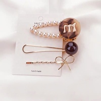 Nouvel ensemble de pinces à cheveux élégantes en perles, 3 pièces/lot, pour femmes, vente en gros