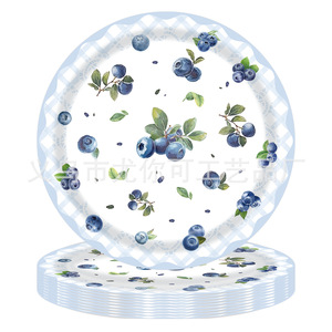 Kit de fournitures de fête sur le thème des myrtilles, ensemble de vaisselle jetable pour fête d'anniversaire, usage occasionnel - Product Image 3
