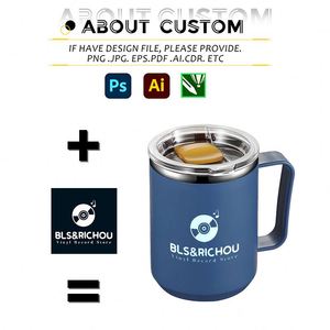 Vente en gros d'usine, tasses à lait en acier inoxydable 304 de 450 ml (15 oz), tasse à café avec logo personnalisé, tasses à double paroi isolées avec poignée - Product Image 2