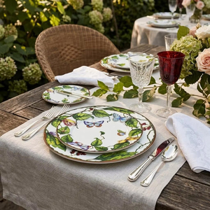 Juego de Vajilla de Porcelana China con Diseño Floral de Mariposas Vintage, Plato de Cerámica con Hojas Verdes de Jardín, Taza de Café de Porcelana, Tazón para <span class=keywords><strong>Hotel</strong></span> - Product Image 2