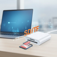 Lector de Tarjetas SD Externo USB 3.0 Tipo C de Doble Conector, Plástico Blanco, Molde Privado, Todo en Uno, Sincronización de Alta Velocidad de 5 Gbps, Venta al Por Mayor