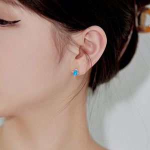 Dylam Hypoallergenic Women Fine Jewelry Accessories S925 Silver Diamond Gemstone 5A Zirconia Oval Synthetic <b>Opal</b> <b>Stud</b> <b>Earrings</b> - Product Image 3
