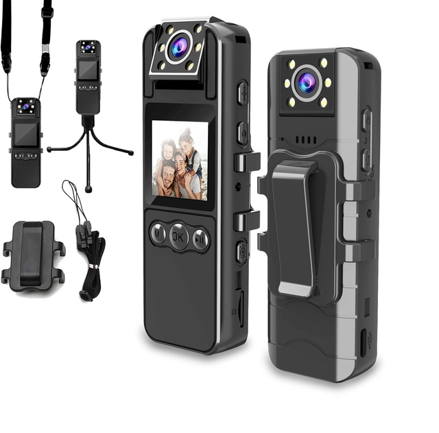 1.3  Inch WiFi Body Worn Camera With Rotated Lens Audio 4K Video Recording Pocket Cam Alarm Night Vision