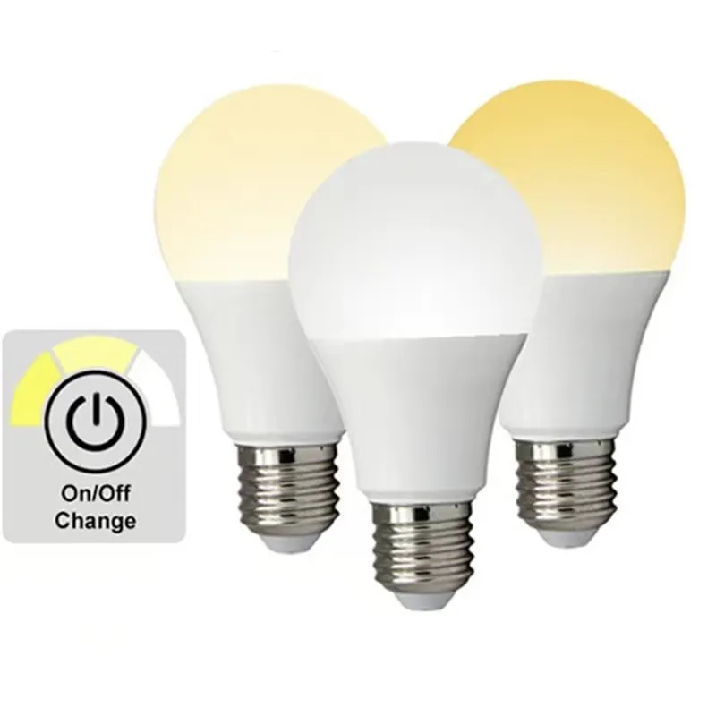 Trois couleurs changeantes par interrupteur 5W 7W 9W 12W 15W 18W 22W Ampoule LED 3000K 4000K 6500K E27 lampe