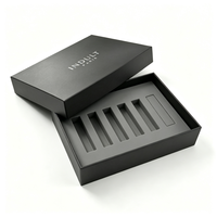 Boîte rigide personnalisée en deux parties, noire avec logo argenté, insert en mousse EVA pour échantillons de flacons de parfum, emballage cadeau cosmétique