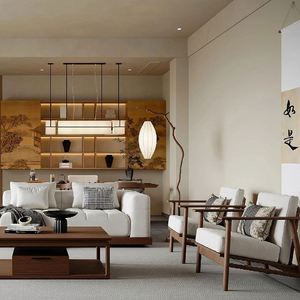 Juego Completo Personalizado de Muebles de Sala de Estar Estilo Chino Nuevo, Mueble de TV y Mesa de Madera para Uso Doméstico - Product Image 1