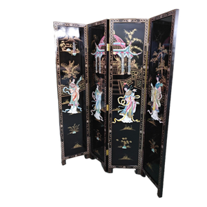 <span class=keywords><strong>Paravent</strong></span> pliant en laque noire d'art chinois |   <span class=keywords><strong>Paravent</strong></span> artisanal en nacre - Product Image 5