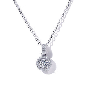 Tianyu Women's GRA Certified Trendy <b>Moissanite</b> Circular Halo Necklace 925 Sterling Silver with 18K Platinum Plating - Product Image 2