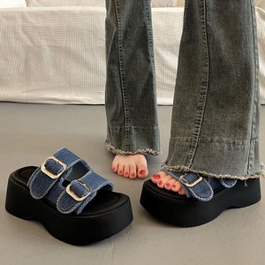 <span class=keywords><strong>New</strong></span> pháp giản dị mở-toe cho dép đi trong nhà cho phụ nữ đôi hàng dày đế denim vải mùa hè ngoài trời <span class=keywords><strong>Slide</strong></span> - Product Image 2
