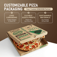 Caja de Pizza Cuadrada de Papel Kraft Ecológico Reciclado de Lujo, Personalizada, de Doble Capa, con Logotipo Brillante, Portátil y de Alta Gama