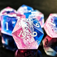 Set Dadu DND Resin Gelombang Laut Polihedral Buatan Tangan dan Dilukis Tangan 7 Buah Warna Putih untuk Permainan Papan TTRPG