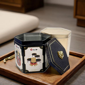 Caja de hierro de origen fabricante para píldoras de sésamo negro Hexagonal Irregular hojalata Suplemento nutricional Embalaje Latas de metal - Product Image 3