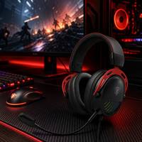 Headset Gaming Komputer Berkabel dengan Pencahayaan RGB Statis, Suara Berkualitas Studio, dan Kontrol Tombol untuk Gamer