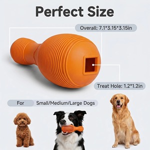 Jouet à mâcher pour chien en caoutchouc orange personnalisé avec surface texturée et distributeur de friandises pour un jeu interactif - Product Image 2